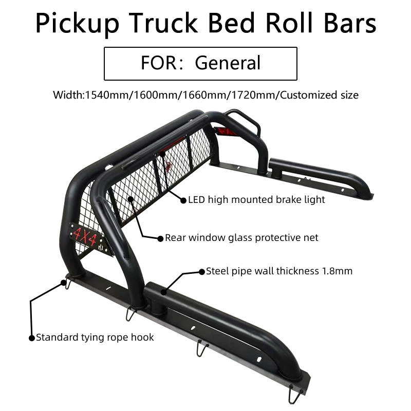 Single tube pickup truck universal roll bar